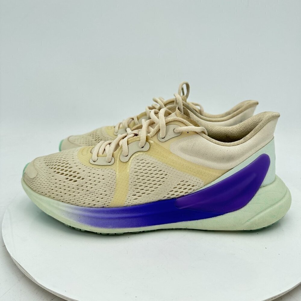 Lululemon Blissfeel Women Size 6.5 Cream Beige Purple Green Running Shoes